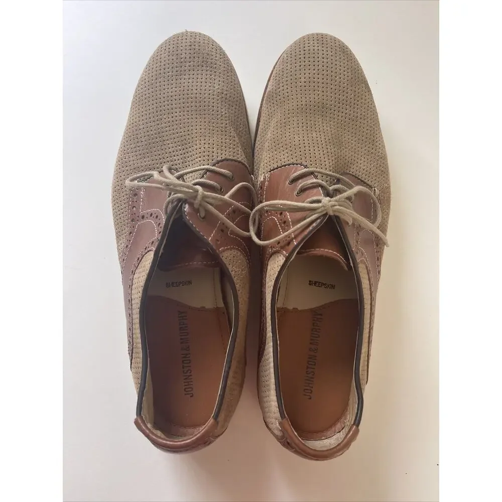 Johnston & Murphy Mens Sheepskin Shoes Brown/Tan Model 20-2306 K15 Size 11M